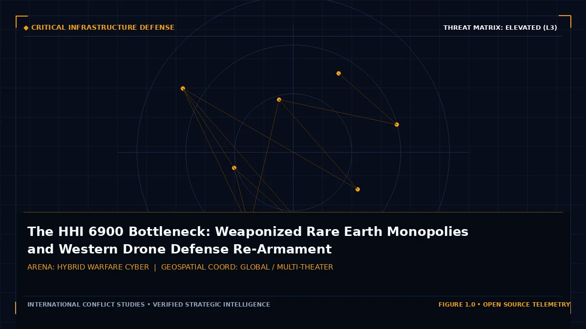 The HHI 6900 Bottleneck: Weaponized Rare Earth Monopolies and Western Drone Defense Re-Armament - Tactical intelligence visual and operational telemetry